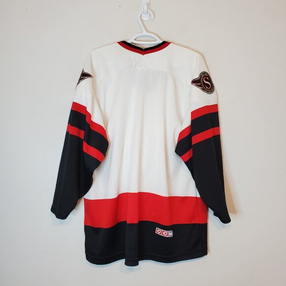 Vintage 90s Ottawa Senators Roger Neilson Signe 2D Logo NHL Jersey White Size L - Picture 2 of 5